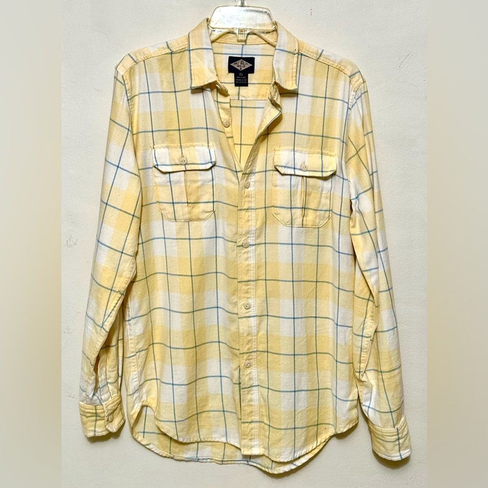 Salt Valley Yellow & Blue Flannel Plaid Long Sleeve Button Up Shirt XS